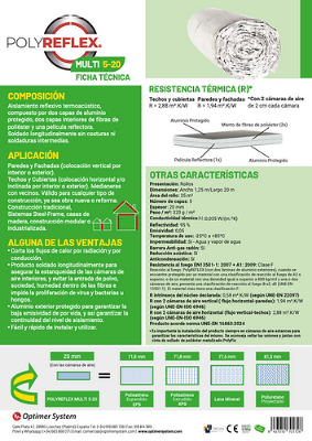 Imagen de POLYREFLEX MULTI 5-20 (1,25X20m)|Aislante Térmico para Paredes y Fachadas, Techo