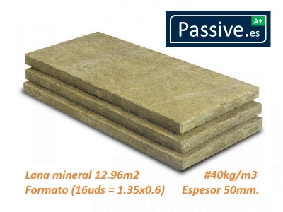 Imagen de Lana mineral de 50mm. para tabiquería y trasdosados,  #12.96m2, (Formato 16uds = 1.35x0.6)