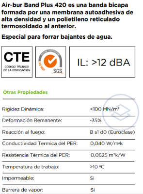 Imagen de Banda Acústica de bajantes bicapa PLUS-420 , 42 cm de ancho ( rollo de 12 metros )