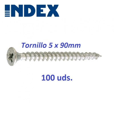 Imagen de 100 Tornillos zincado rosca madera 5x90 INDEX