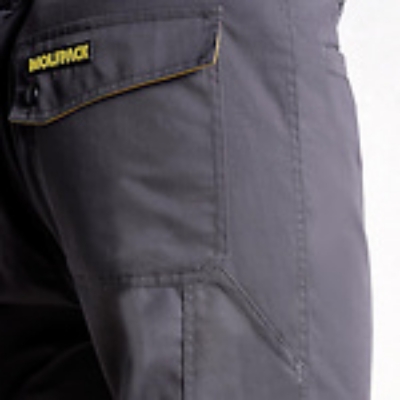 Imagen de Pantalones Largos DeTrabajo, Multibolsillos, Resistentes, Rodilla Reforzada, Gris/Amarillo Talla 42/44 M (Slim Fit)