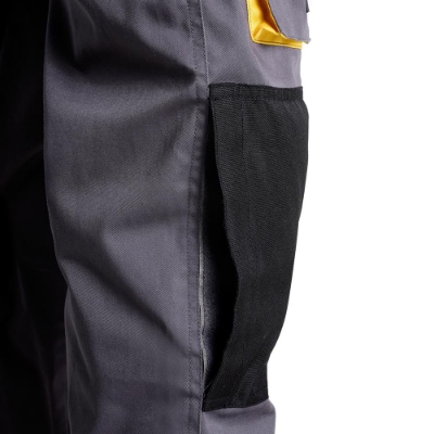 Imagen de Pantalones Largos DeTrabajo, Multibolsillos, Resistentes, Rodilla Reforzada, Gris/Amarillo Talla 42/44 M (Slim Fit)