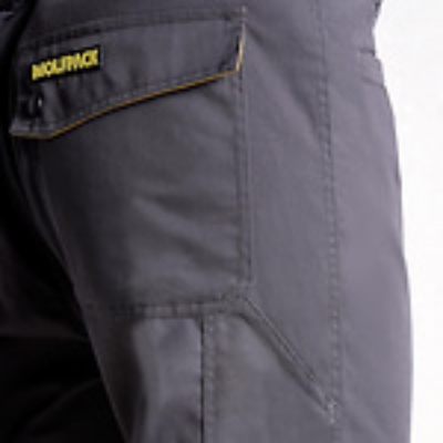 Imagen de Pantalones Largos DeTrabajo, Multibolsillos, Resistentes, Rodilla Reforzada, Gris/Amarillo Talla 46/48 L (Slim Fit)