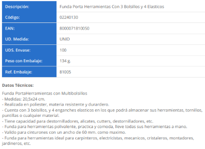 Imagen de Funda Bolsa Porta Herramientas Para Cinturon Con 3 Bolsillos y 4 Elasticos. Portaherramientas Electricista Multibolsillos