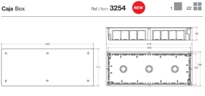 Imagen de Caja de registro para tabiquería hueca IP20 de 150 x 400mm.