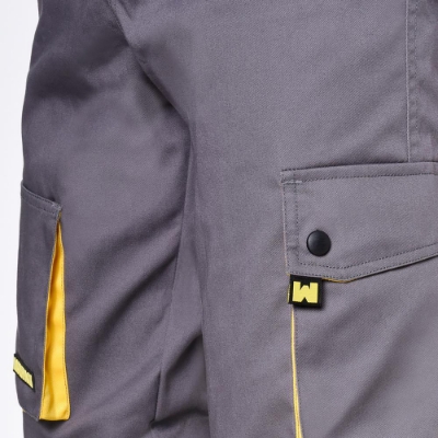 Imagen de Pantalones Cortos DeTrabajo, Multibolsillos, Resistentes, Gris/Amarillo Talla 42/44 M