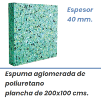Imagen de Espuma aglomerada de poliuretano #Espesor 40mm. #Densidad 80kg/m3. ( Formato 1000x2000mm )