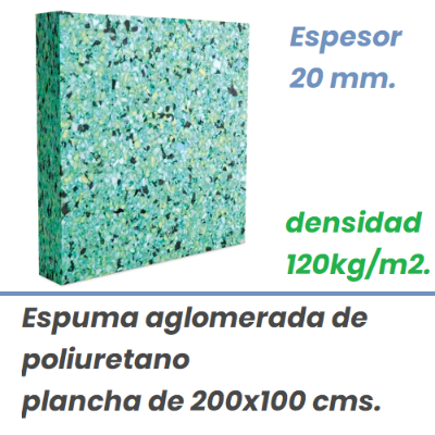 Imagen de Espuma aglomerada de poliuretano #Espesor 20mm. #Densidad 110kg/m3. ( Formato 1000x2000mm )