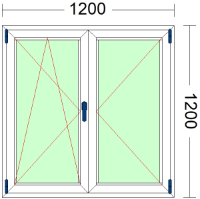 Imagen de VENTANA DE DOS HOJAS, OSCILOBATIENTE DE 1200 X 1200
