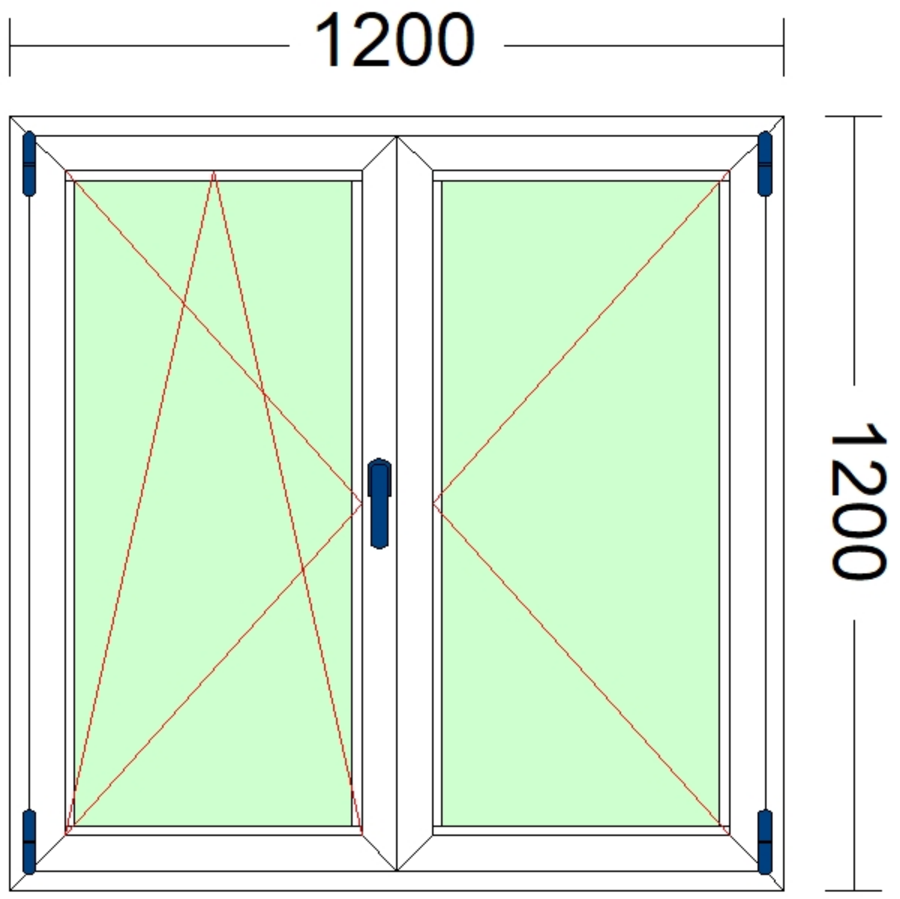 Imagen de VENTANA DE DOS HOJAS, OSCILOBATIENTE DE 1200 X 1200