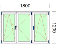 Imagen de VENTANA DE TRES HOJAS, (2 OSCILOBATIENTES) DE 1800 X 1200
