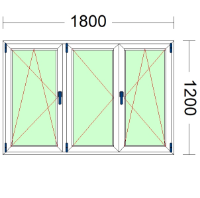 Imagen de VENTANA DE TRES HOJAS, (2 OSCILOBATIENTES) DE 1800 X 1200