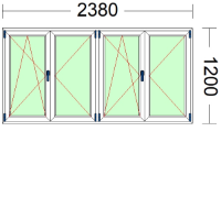 Imagen de VENTANA DE CUATRO HOJAS, (2 OSCILOBATIENTES) DE 2380 X 1200