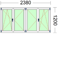 Imagen de VENTANA DE CUATRO HOJAS, (2 OSCILOBATIENTES) DE 2380 X 1200