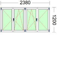 Imagen de VENTANA DE CUATRO HOJAS, (2 OSCILOBATIENTES) DE 2380 X 1200