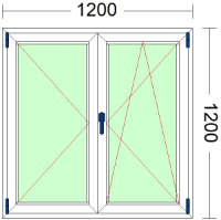 Imagen de VENTANA DE DOS HOJAS, OSCILOBATIENTE DE 1200 X 1200
