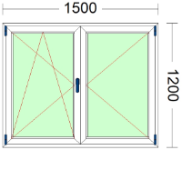 Imagen de VENTANA DE DOS HOJAS, OSCILOBATIENTE DE 1500 X 1200