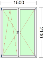 Imagen de PUERTA DE DOS HOJAS, OSCILOBATIENTE DE 1500 X 2100