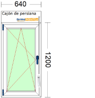 Imagen de VENTANA DE UNA HOJA OSCILOBATIENTE DE 640 X 1200 CON PERSIANA