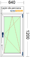 Imagen de VENTANA DE UNA HOJA OSCILOBATIENTE DE 640 X 1200 CON PERSIANA