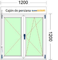 Imagen de VENTANA DE DOS HOJAS OSCILOBATIENTE DE 1200 X 1200 CON PERSIANA