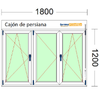 Imagen de VENTANA DE TRES HOJAS, (2 OSCILOBATIENTES) DE 1800 X 1200 CON PERSIANA