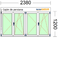 Imagen de VENTANA DE CUATRO HOJAS, (2 OSCILOBATIENTES) DE 2380 X 1200
