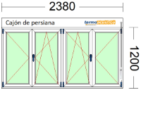 Imagen de VENTANA DE CUATRO HOJAS, (2 OSCILOBATIENTES) DE 2380 X 1200