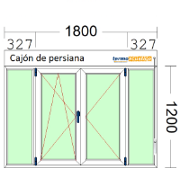 Imagen de VENTANA DE DOS HOJAS Y DOS FIJOS LATERALES, OSCILOBATIENTE DE 1800 X 1200 CON PERSIANA