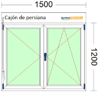 Imagen de VENTANA DE DOS HOJAS OSCILOBATIENTE DE 1500 X 1200 CON PERSIANA