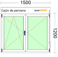 Imagen de VENTANA DE DOS HOJAS OSCILOBATIENTE DE 1500 X 1200 CON PERSIANA