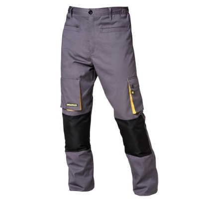 Imagen de Pantalones Largos DeTrabajo, Multibolsillos, Resistentes, Rodilla Reforzada, Gris/Amarillo Talla 42/44 M (Slim Fit)