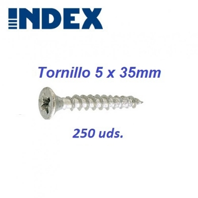 Imagen de 250 Tornillos zincado rosca madera 5x35 INDEX