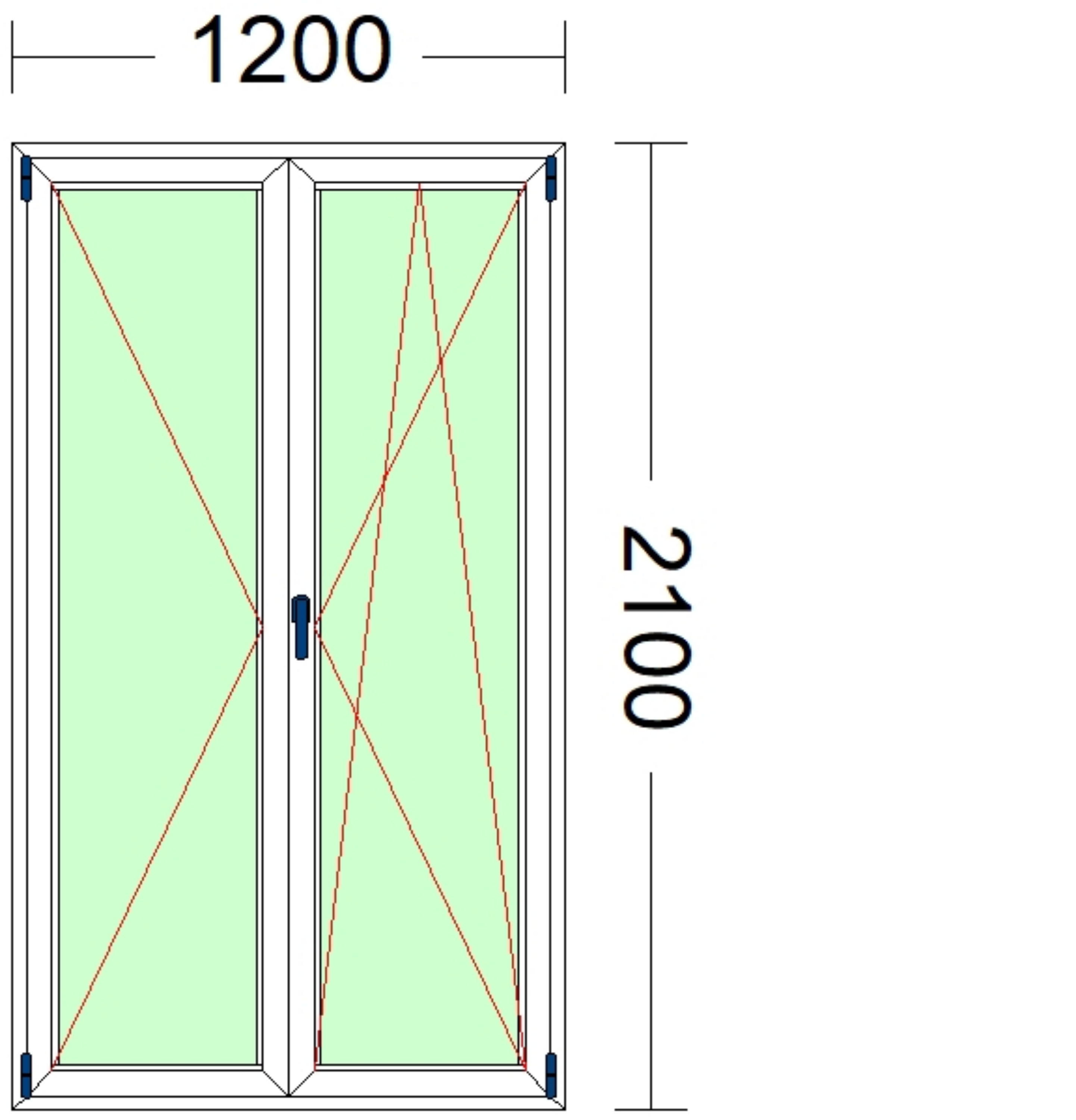 Imagen de PUERTA DE DOS HOJAS, OSCILOBATIENTE DE 1200 X 2100