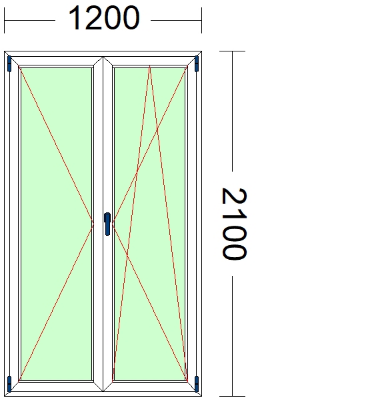 Imagen de PUERTA DE DOS HOJAS, OSCILOBATIENTE DE 1200 X 2100