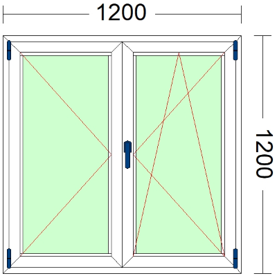 Imagen de VENTANA DE DOS HOJAS, OSCILOBATIENTE DE 1200 X 1200