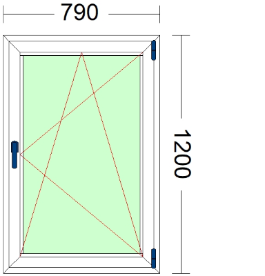 Imagen de VENTANA DE UNA HOJA OSCILOBATIENTE DE 790 X 1200