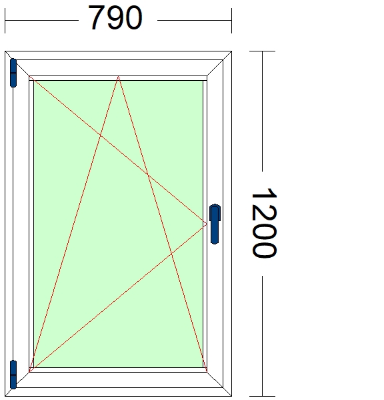 Imagen de VENTANA DE UNA HOJA OSCILOBATIENTE DE 790 X 1200