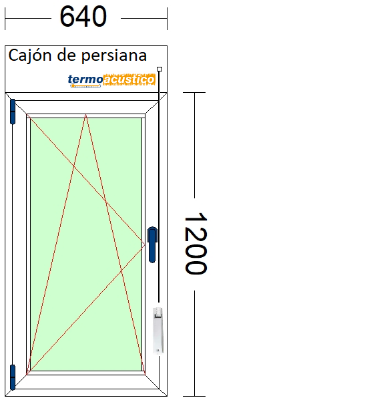 Imagen de VENTANA DE UNA HOJA OSCILOBATIENTE DE 640 X 1200 CON PERSIANA