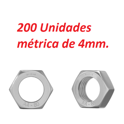 Imagen de 200 uds Tuercas métricas de 4mm.