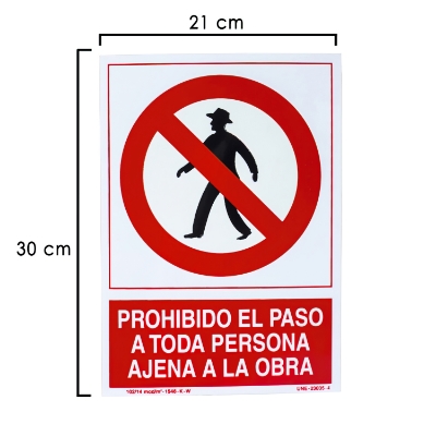 Imagen de Cartel Prohibido Paso Persona Ajena Obra  30x21 cm.