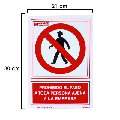 Imagen de Cartel Prohibido el Paso Persona Ajena Empresa 30x21 cm.
