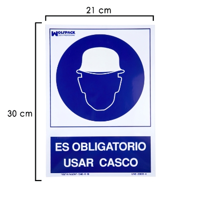 Imagen de Cartel Obligatorio Usar Casco 30x21 cm.