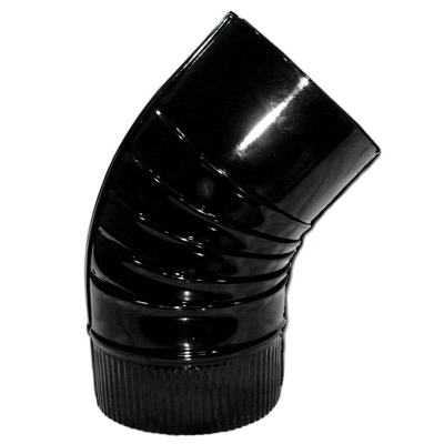 Imagen de Codo Estufa Color Negro Vitrificado de  100 mm. 45°