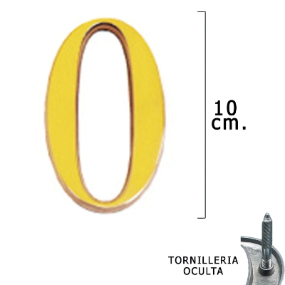 Imagen de Numero Latón "0" 10 cm. con Tornilleria Oculta (Blister 1 Pieza)