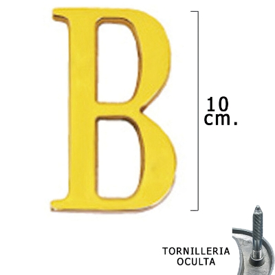 Imagen de Letra Latón "B" 10 cm. con Tornilleria Oculta (Blister 1 Pieza)