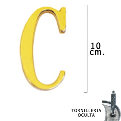 Imagen de Letra Latón "C" 10 cm. con Tornilleria Oculta (Blister 1 Pieza)