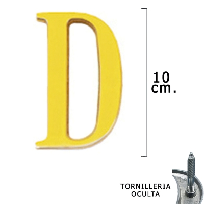 Imagen de Letra Latón "D" 10 cm. con Tornilleria Oculta (Blister 1 Pieza)