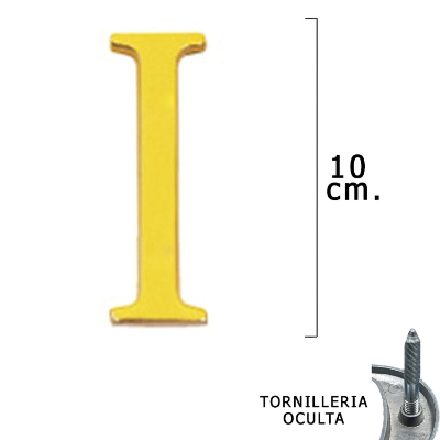 Imagen de Letra Latón "I" 10 cm. con Tornilleria Oculta (Blister 1 Pieza)