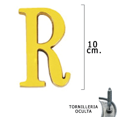 Imagen de Letra Latón "R" 10 cm. con Tornilleria Oculta (Blister 1 Pieza)